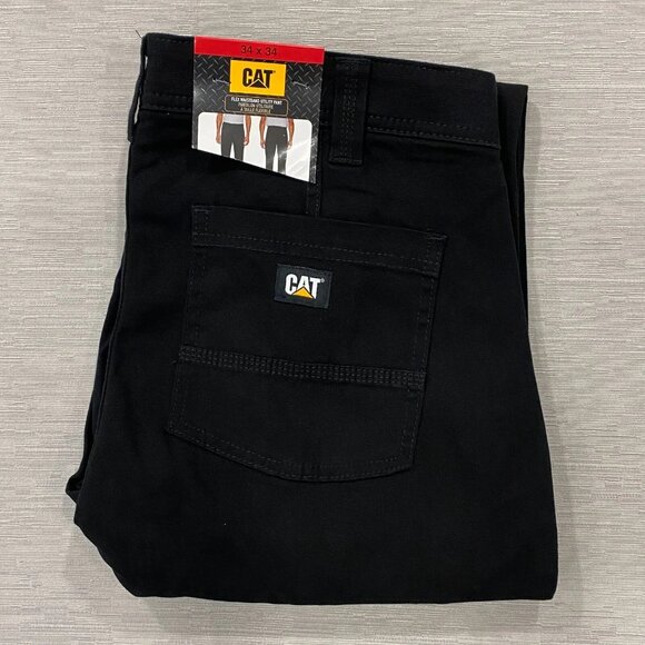 CAT Caterpillar Utility Work Pants Mens 34 x 34 Black Flex Waistband Cell Pocket - Picture 8 of 16